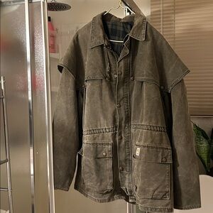 Rare) Military Style Field Jacket - brown to Olive color